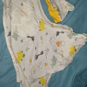 Dinosaur Print Baby Swaddle and Hat Set